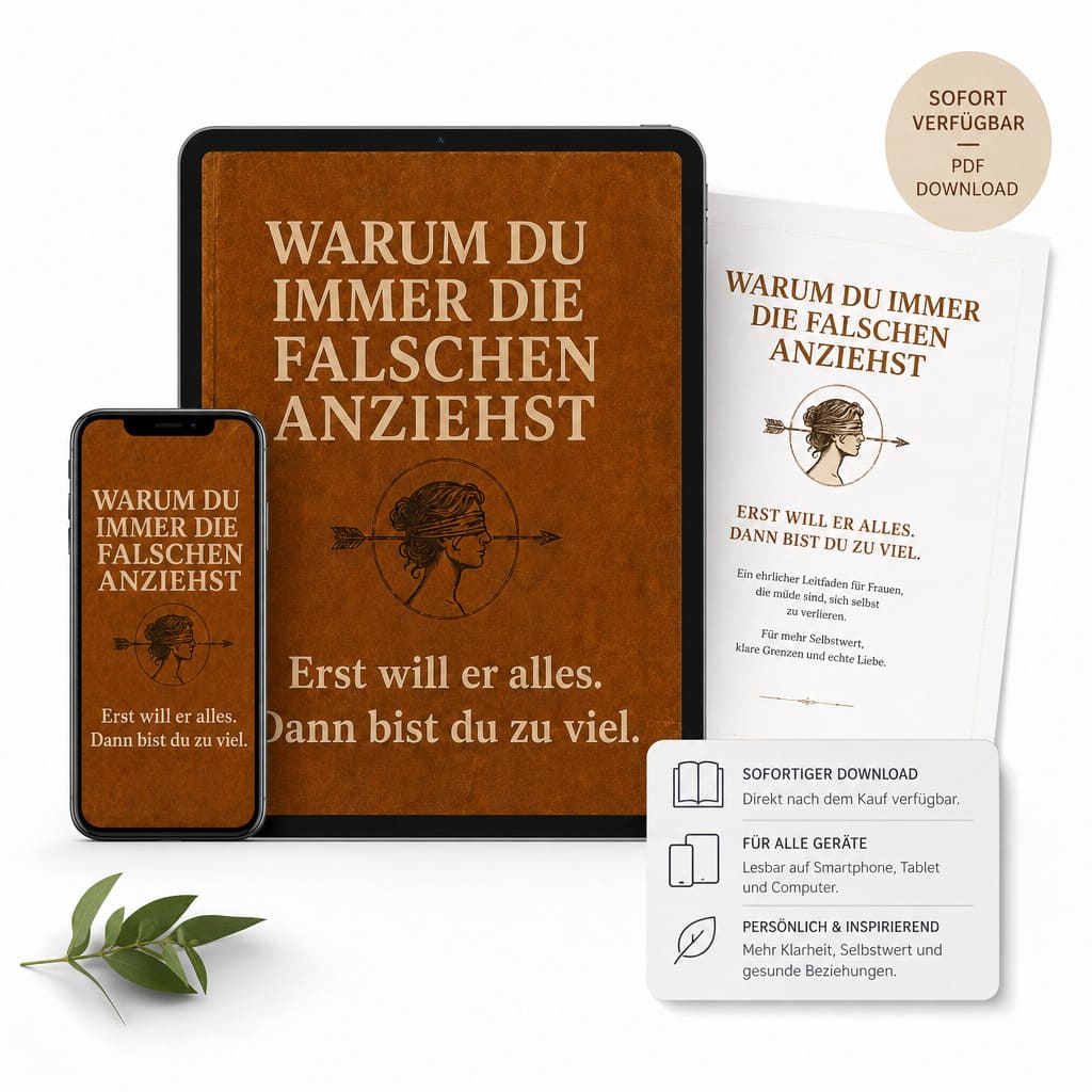 Warum du immer die Falschen anziehst, PDF-Buch auf iPad, iPhone und aufgeschlagener Seite